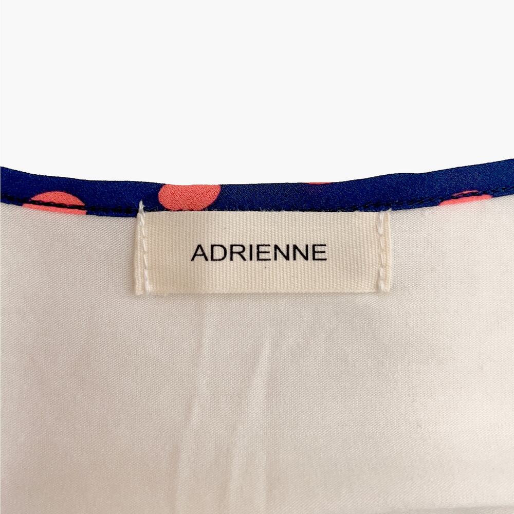 ADRIENNE Blue & Red Polka Dot Back Blouse Top (White | Size M) - Picture 6 of 8